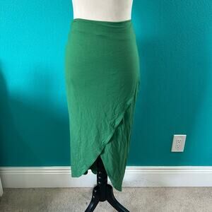 Reformation Green Tencel Aruba Wrap Skirt Career Workwear Office Girlboss Size S